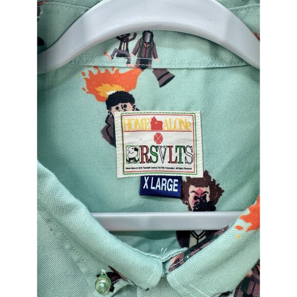 RSVLTS Home Alone Wet Bandits Shirt Mens XL Green Button Up Kunuflex Long Sleeve - Picture 4 of 8